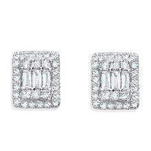 Load image into Gallery viewer, 18K White Gold Baguette Diamond Earrings