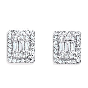 18K White Gold Baguette Diamond Earrings