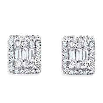 18K White Gold Baguette Diamond Earrings