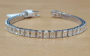 White Gold Emerald Cut Diamond Tennis Bracelet 6.00 Carats
