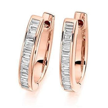 Load image into Gallery viewer, Baguette Cut Diamond Ladies Hoop Earrings 18K Gold - Pobjoy Diamonds