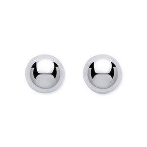 Ladies 9K White Gold Ball Earrings Medium