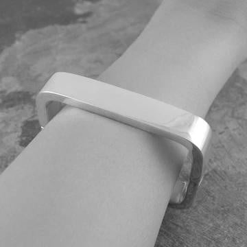 Handmade Silver Rectangle Bangle - Pobjoy Diamonds
