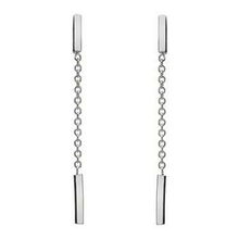 Load image into Gallery viewer, 9K White Gold Chain &amp; Bar Drop Earrings - Pobjoy Diamonds