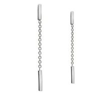 Load image into Gallery viewer, 9K White Gold Chain &amp; Bar Drop Earrings - Pobjoy Diamonds