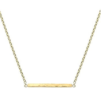 9K Gold Hammered Bar Ladies Pendant Necklace - Pobjoy Diamonds
