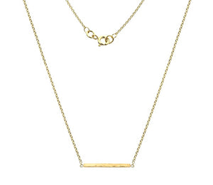 9K Gold Hammered Bar Ladies Pendant Necklace - Pobjoy Diamonds
