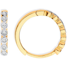 Load image into Gallery viewer, 9K Yellow Gold Small Diamond Hoop Earrings 0.10 CTW - Pobjoy Diamonds