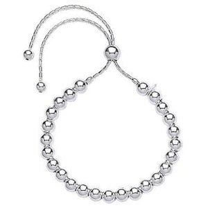 Sterling SIlver Ladies Friendship Bead Adjustable Bracelet From Pobjoy