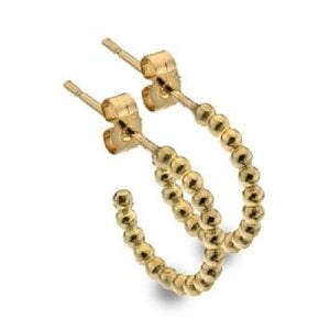 9 Carat Yellow Gold Beaded Hoop Ladies Earrings-Pobjoy