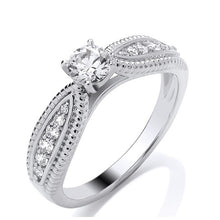 Load image into Gallery viewer, Vintage Style &amp; Diamond Shoulders Engagement Ring