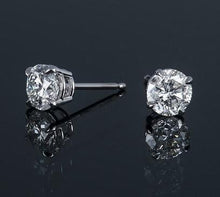 Load image into Gallery viewer, GIA 18K Gold Round Brilliant Cut Diamond Stud Earrings 0.60 To 1.00 CTW- H/Si2 - Pobjoy Diamonds