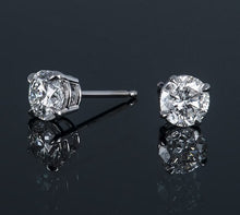 Load image into Gallery viewer, 950 Platinum Round Brilliant Cut Diamond Stud Earrings 1.20 &amp; 1.60 CTW- G/Si1 - Pobjoy Diamonds