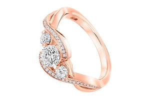 18K Gold 1.00 Carat Diamond Trilogy & Shoulder Ring - G/Si1 - Pobjoy Diamonds
