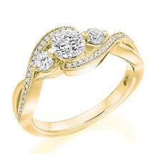Load image into Gallery viewer, 18K Gold 1.00 Carat Diamond Trilogy &amp; Shoulder Ring - G/Si1 - Pobjoy Diamonds