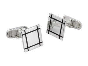 Sterling Silver & Black Square Cufflinks - Pobjoy Diamonds