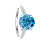 18K Gold Round Cut Fancy Vivid Greenish Blue Lab Grown Diamond Ring 1.02 