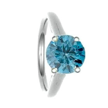 Vivid Greenish Blue Lab Grown Diamond Ring