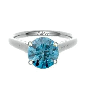 Vivid Greenish Blue Lab Grown Diamond Ring