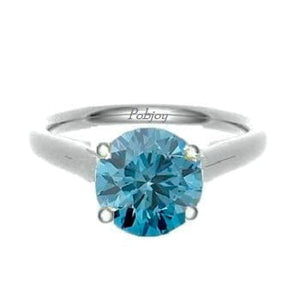 Vivid Greenish Blue Lab Grown Diamond Ring