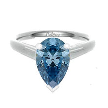 Load image into Gallery viewer, Pear Shape Fancy Vivid Blue Lab Grown Diamond Ring