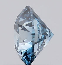 Load image into Gallery viewer, 18K Gold Round Cut Fancy Vivid Greenish Blue Lab Grown Diamond Ring 1.02 Carat VVS2 - Pobjoy Diamonds