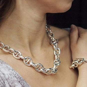 Chunky Link Handmade Silver Necklace - Pobjoy Diamonds