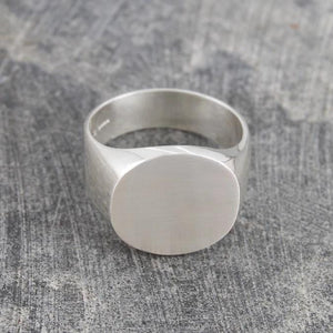 Handmade Silver Round Signet Ring - Pobjoy Diamonds
