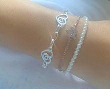 Load image into Gallery viewer, Sterling Silver Heart Silhouette Ladies Link Bracelet - Pobjoy Diamonds