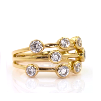 18K Gold Diamond Bubble Ring - G/Si