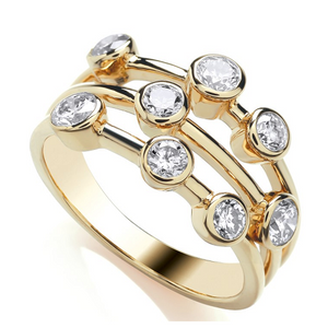 18K Gold Diamond Bubble Ring - One Carat G/Si