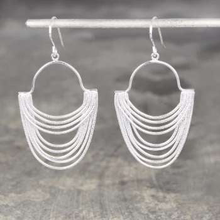 Load image into Gallery viewer, Handmade Layered Silver Chain Drop Earrings - Pobjoy Diamonds