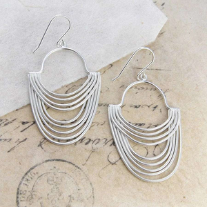 Handmade Layered Silver Chain Drop Earrings - Pobjoy Diamonds