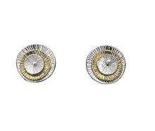 Load image into Gallery viewer, Sterling Silver &amp; Yellow Gold Plated Fossil Round Stud Earrings - Pobjoy Diamonds