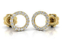 Load image into Gallery viewer, 18K Yellow Gold Circle Diamond Stud Earrings - Pobjoy Diamonds