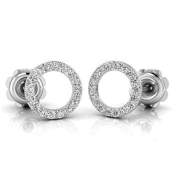 18K White Gold Circle Diamond Stud Earrings - Pobjoy Diamonds