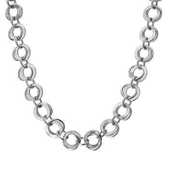Sterling silver large hoop echo neck chain -Pobjoy Diamonds