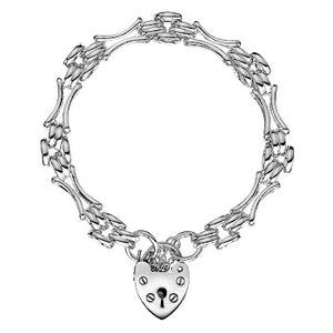 Sterling Silver Gate Link Padlock Charm Bracelet - Pobjoy Diamonds