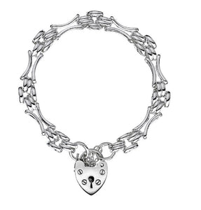 Sterling Silver Gate Link Padlock Charm Bracelet - Pobjoy Diamonds