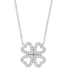 9K Gold Clover Diamond Pendant Necklace