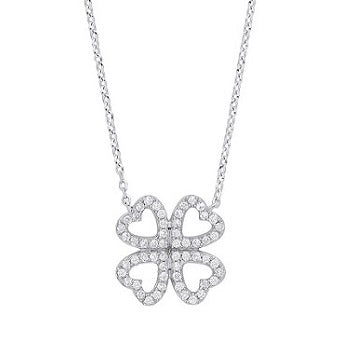9K Gold Clover Diamond Pendant Necklace