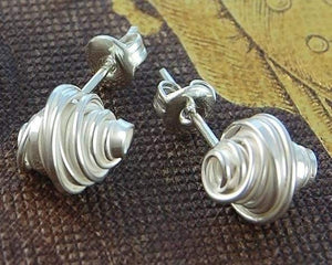 Handmade Silver Coil Stud Earrings - Pobjoy Diamonds