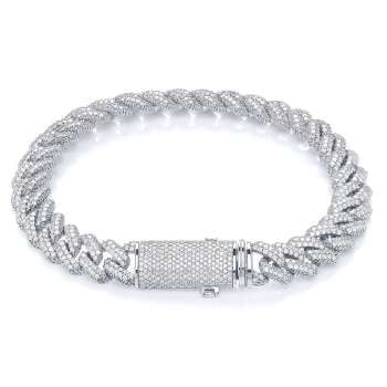 950 Platinum Diamond Cuban Bracelet 4.45 Carats - Pobjoy Diamonds