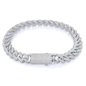 9K White Gold Diamond Cuban Bracelet 4.45 Carats - Pobjoy Diamonds