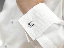 Load image into Gallery viewer, Sterling Silver &amp; Black Square Cufflinks - Pobjoy Diamonds