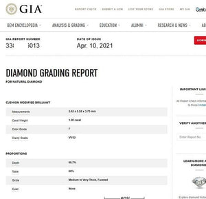 18K White Gold 1.00 Carat Cushion Solitaire Diamond Engagement Ring F/VVS2 - Valencia - Pobjoy Diamonds