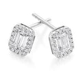 18K White Gold & 0.70 Carat Emerald Diamond Stud Earrings