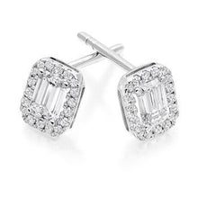 Load image into Gallery viewer, Platinum &amp; 0.70 Carat Diamond Halo Earrings Pobjoy