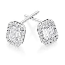 Load image into Gallery viewer, Platinum &amp; 0.70 Carat Diamond Halo Earrings. Pobjoy, Surrey