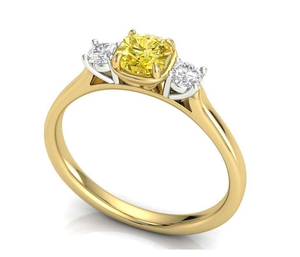 Gold & Fancy Yellow Diamond Trilogy Ring - Pobjoy Diamonds